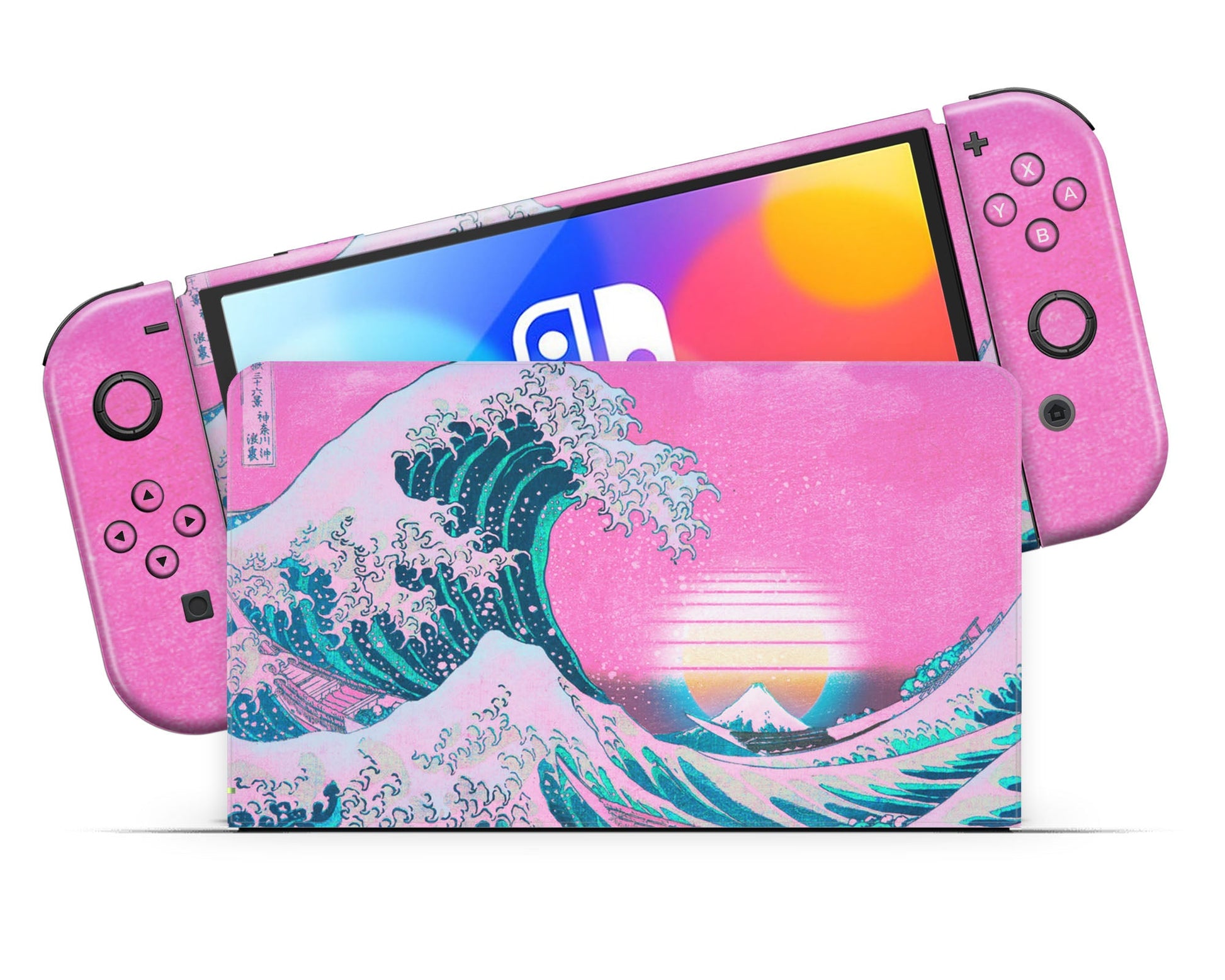 Lux Skins Nintendo Switch OLED Great Wave off Kanagawa Full Set Skins - Art Artwork Skin