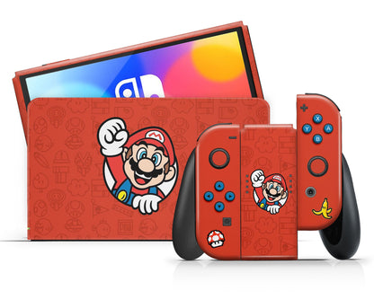 Lux Skins Nintendo Switch OLED Mario Minimalist Full Set Skins - Pop Culture Mario Skin