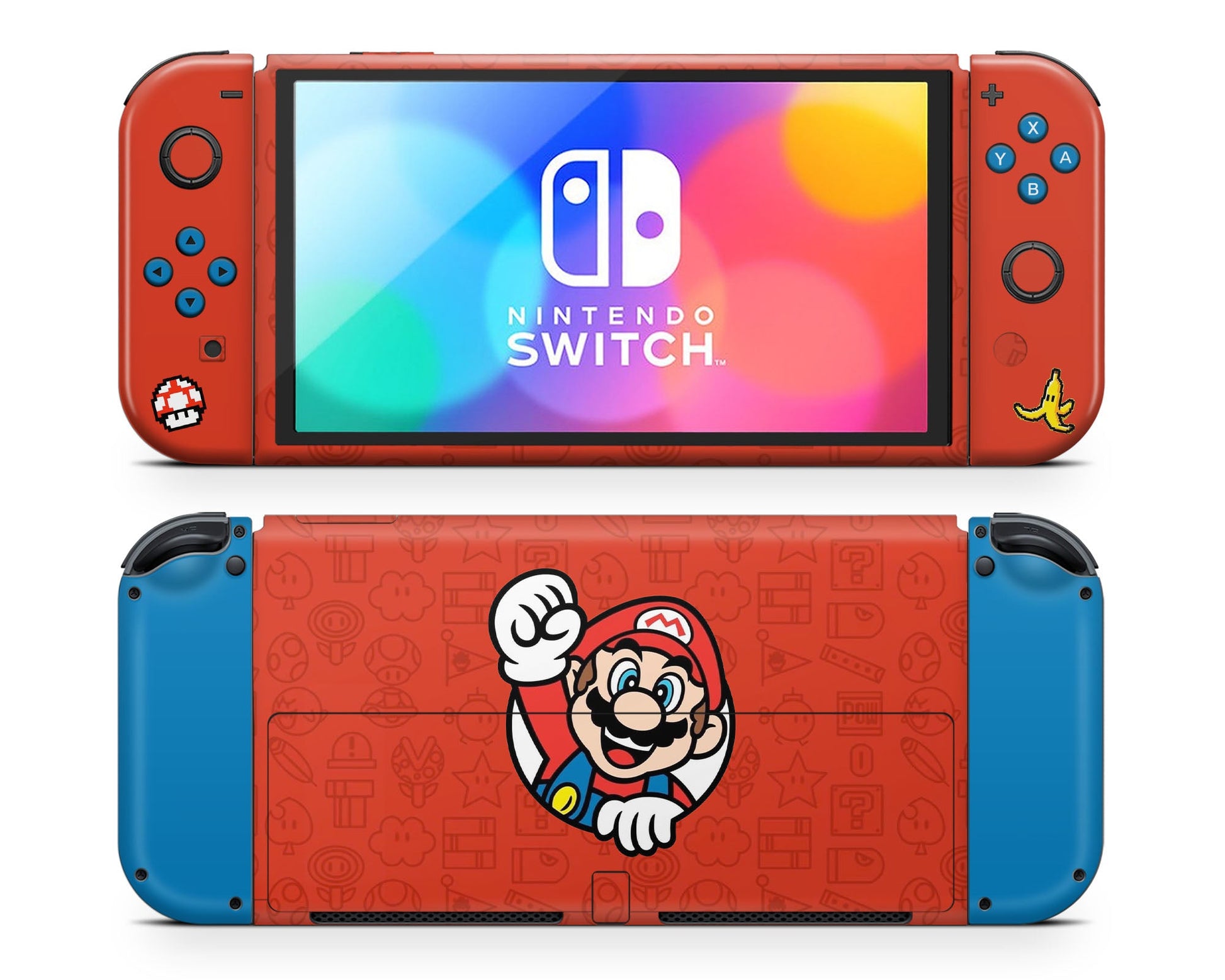 Lux Skins Nintendo Switch OLED Mario Minimalist Full Set Skins - Pop Culture Mario Skin