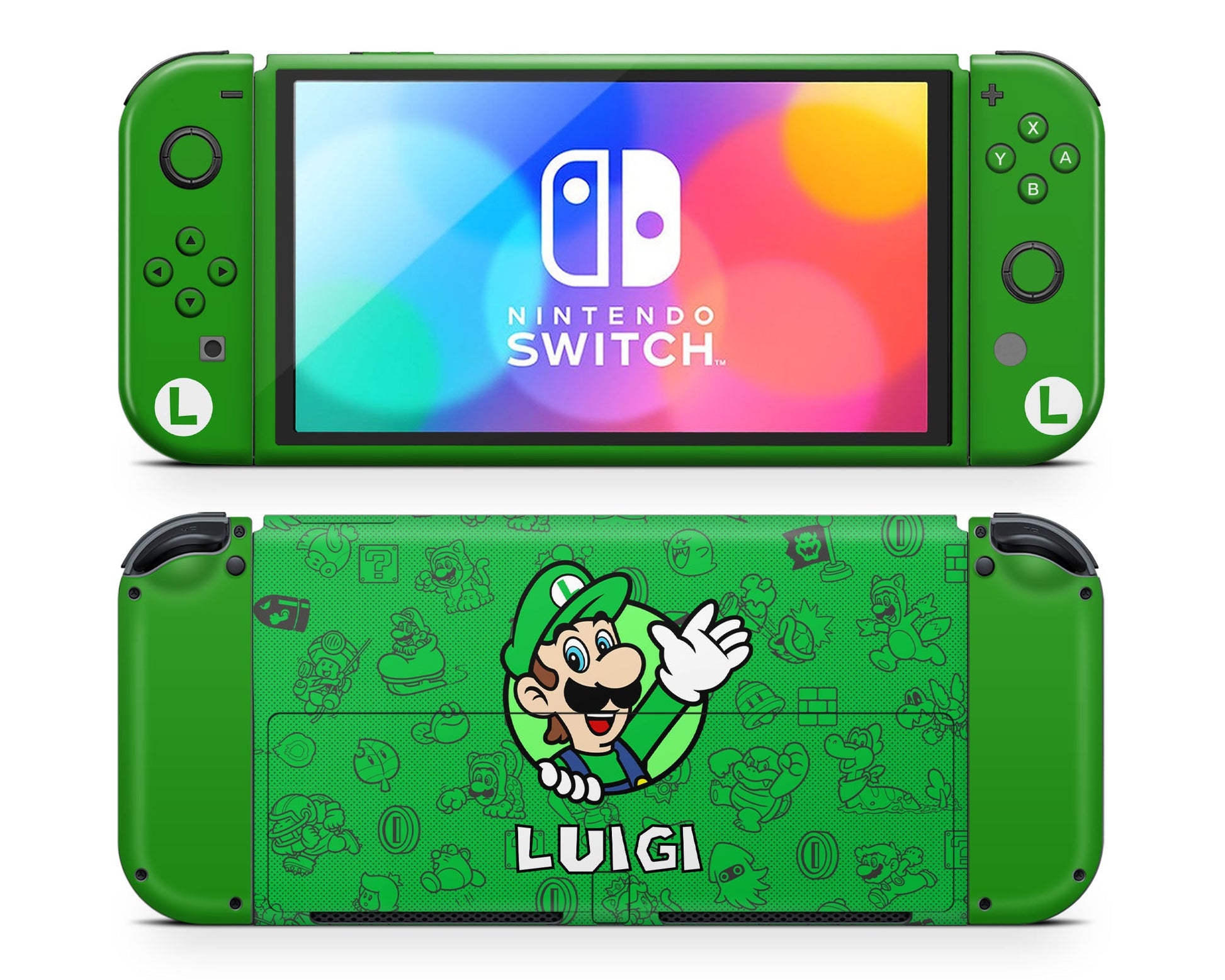 Lux Skins Nintendo Switch OLED Luigi Minimalist Full Set Skins - Pop Culture Mario Skin