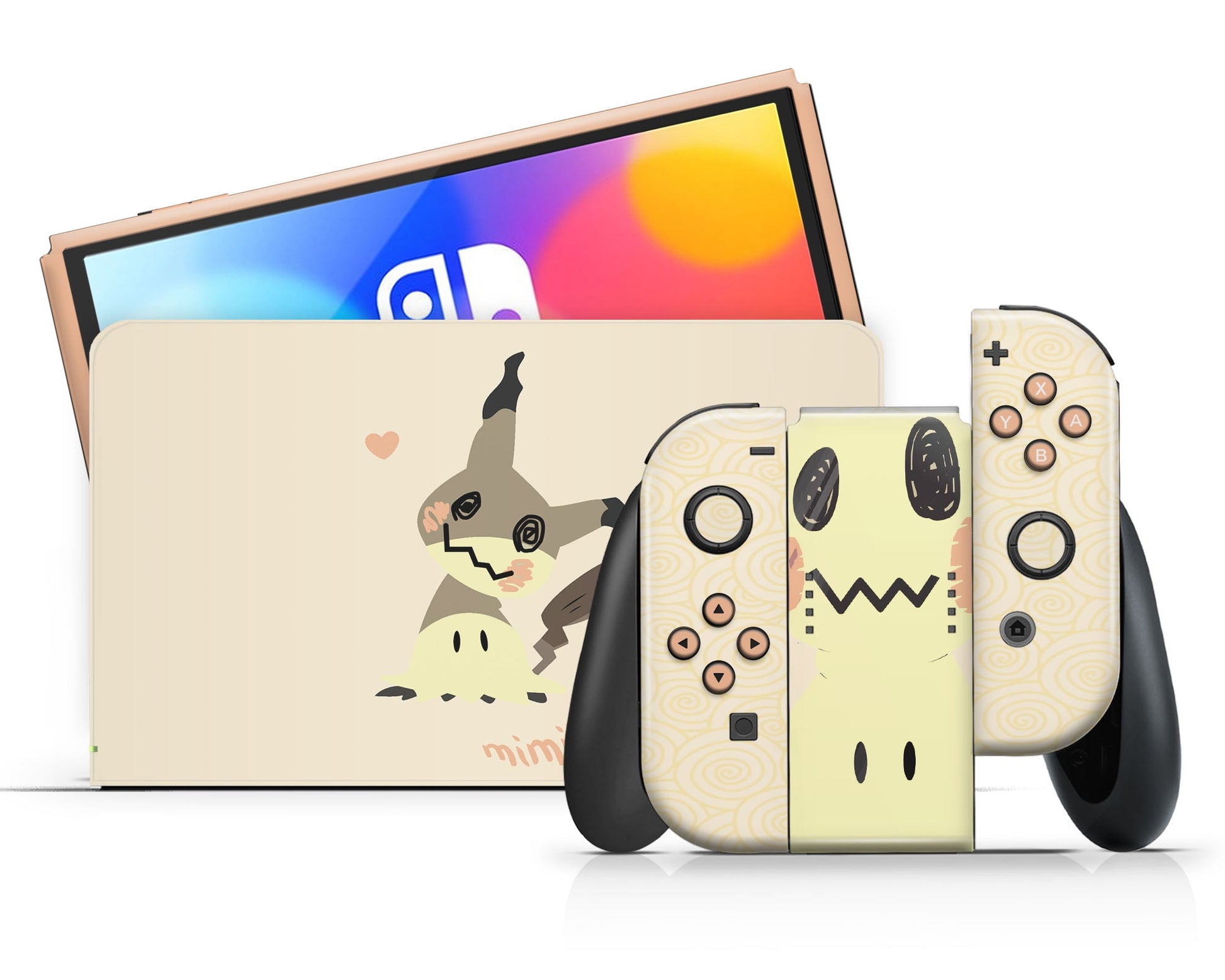 Lux Skins Nintendo Switch OLED Pokemon Mimikyu Full Set +Tempered Glass Skins - Pop culture Pokemon Skin