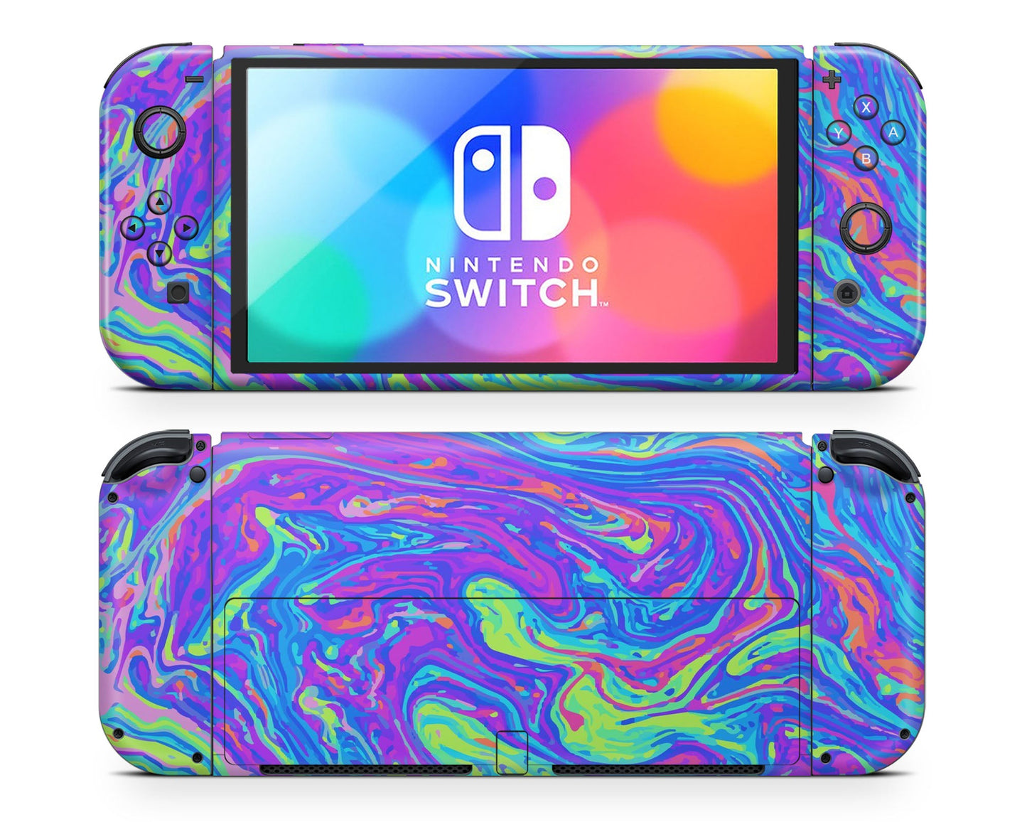 Lux Skins Nintendo Switch OLED Trippy Space Swirls Full Set Skins - Pattern Galaxy Skin