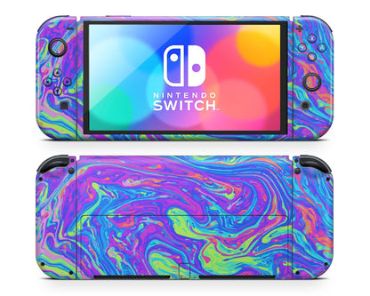 Lux Skins Nintendo Switch OLED Trippy Space Swirls Full Set Skins - Pattern Galaxy Skin