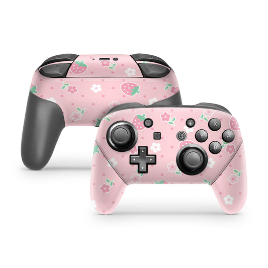 Lux Skins Nintendo Switch Pro Kawaii Strawberry DaisySkins - Art Floral Skin