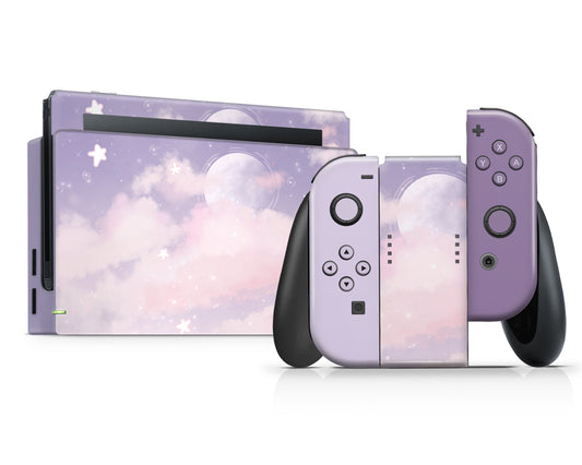 Lux Skins Nintendo Switch Purple Clouds Full Set Skins - Art Clouds Skin