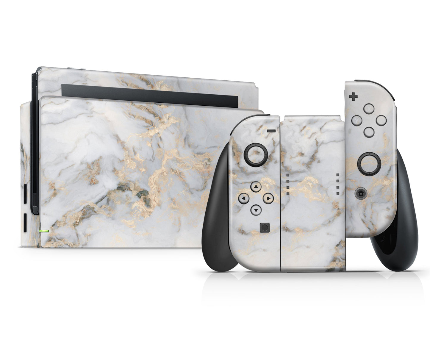 Lux Skins Nintendo Switch Ethereal White Gold Marble Classic no logo Skins - Pattern Marble Skin