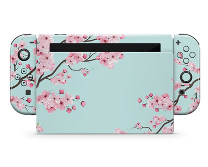 Lux Skins Nintendo Switch Cherry Blossom Teal Mint Classic no logo Skins - Art Floral Skin