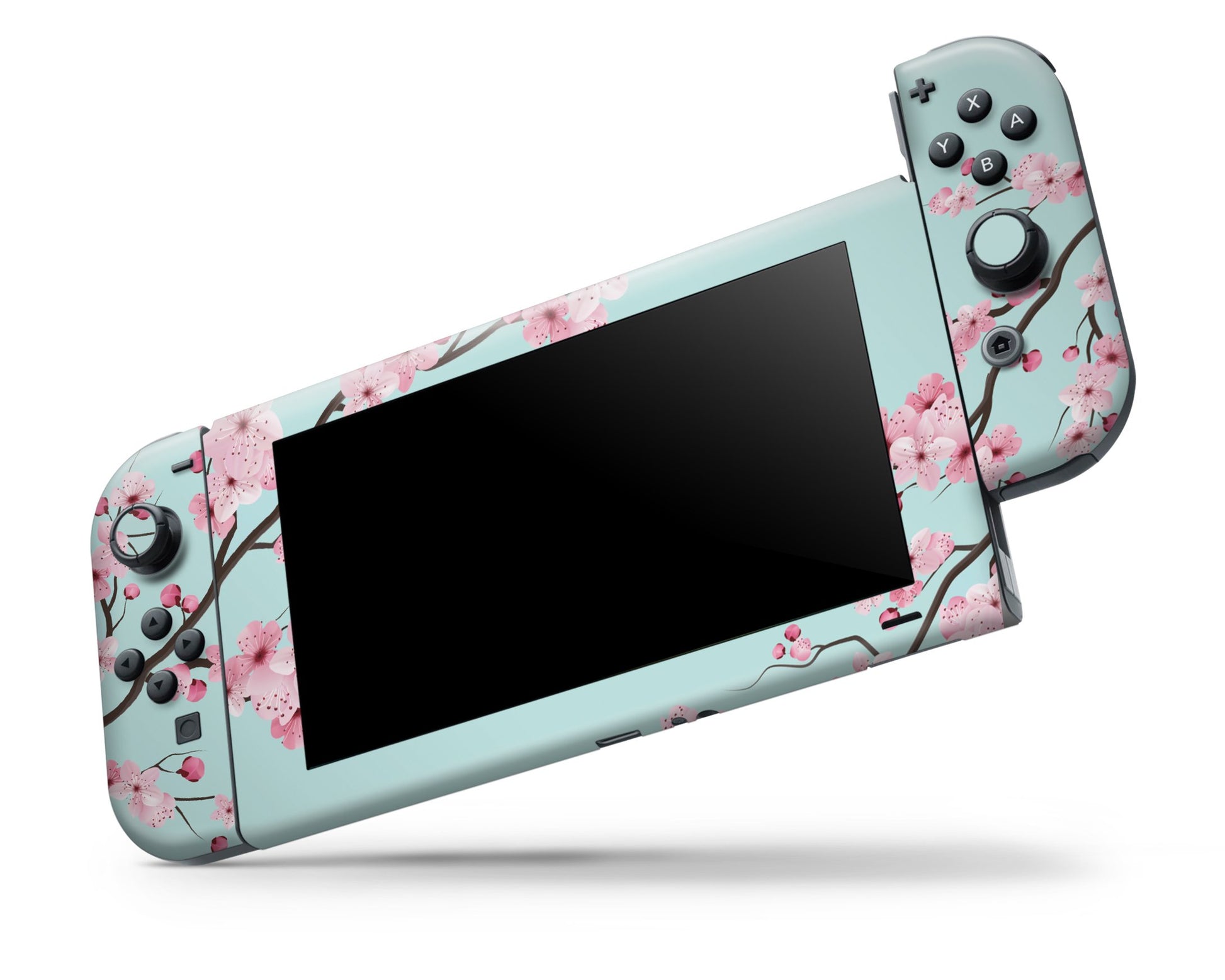 Lux Skins Nintendo Switch Cherry Blossom Teal Mint Classic no logo Skins - Art Floral Skin