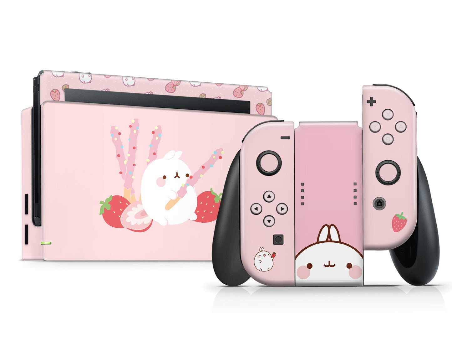 Lux Skins Nintendo Switch Pink Pastel Molang Bunny Rabbit Full Set Skins - Pop culture Molang Skin