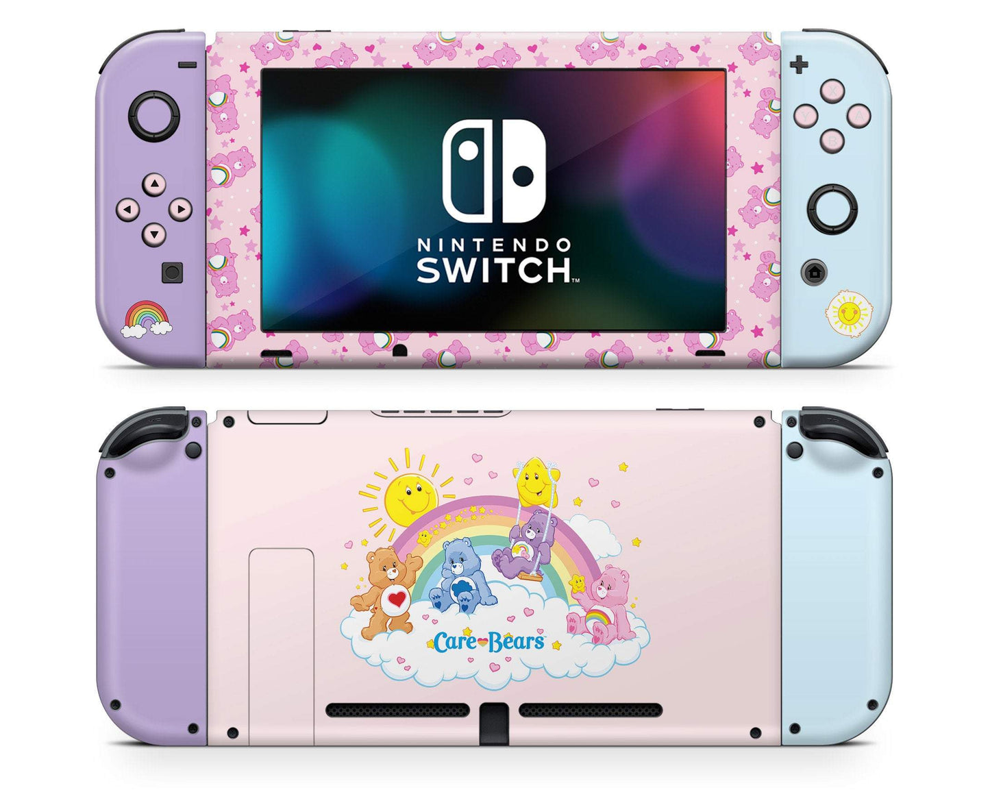 Lux Skins Nintendo Switch Care Bears Rainbow Pink Full Set Skins - Pop culture Care Bears Skin