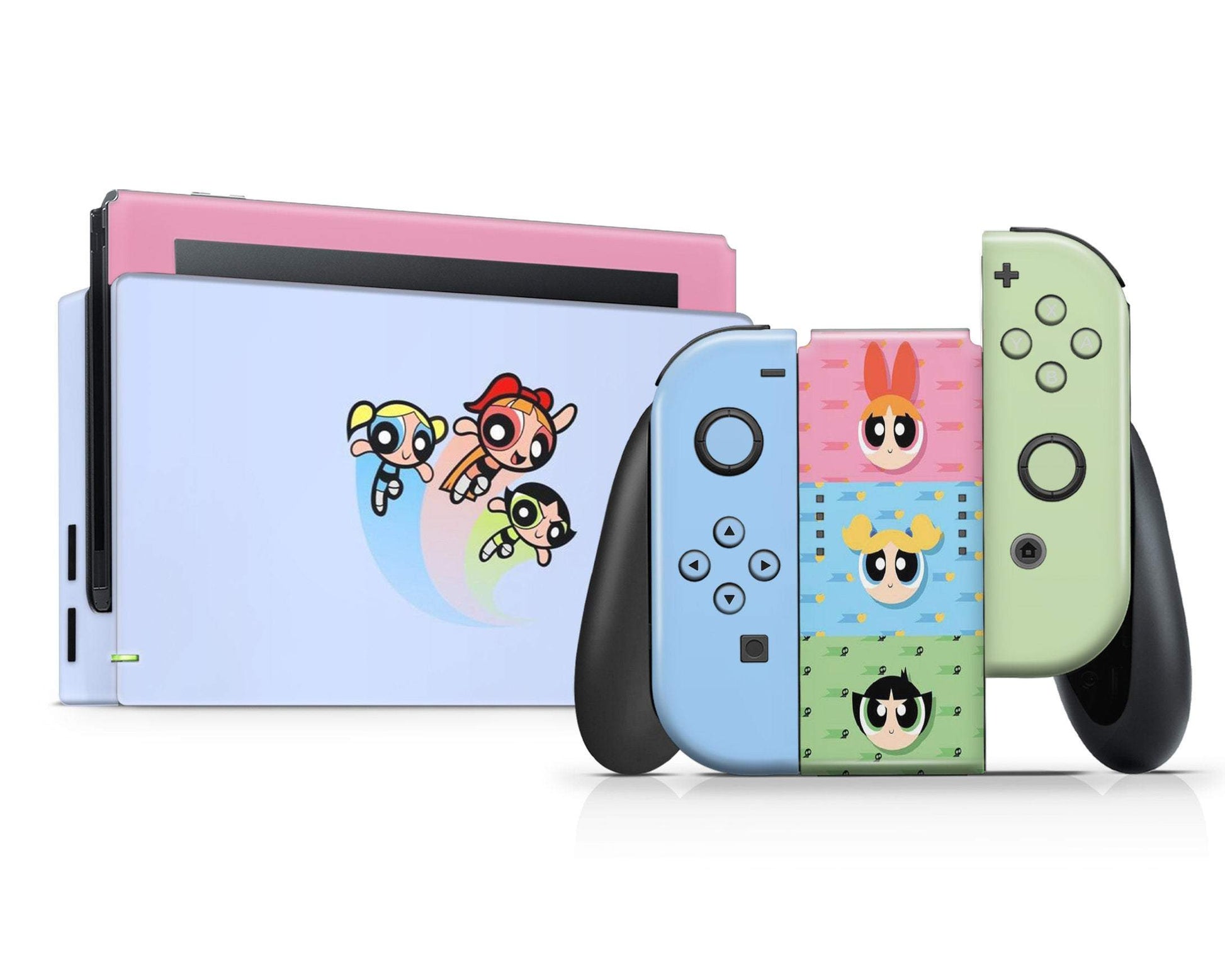 Lux Skins Nintendo Switch Powerpuff girls pastel blue Full Set Skins - Pop culture Powerpuff Girls Skin