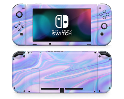 Lux Skins Nintendo Switch Purple Holographic Opal Iridescent Full Set Skins - Solid Colours Gradient Skin