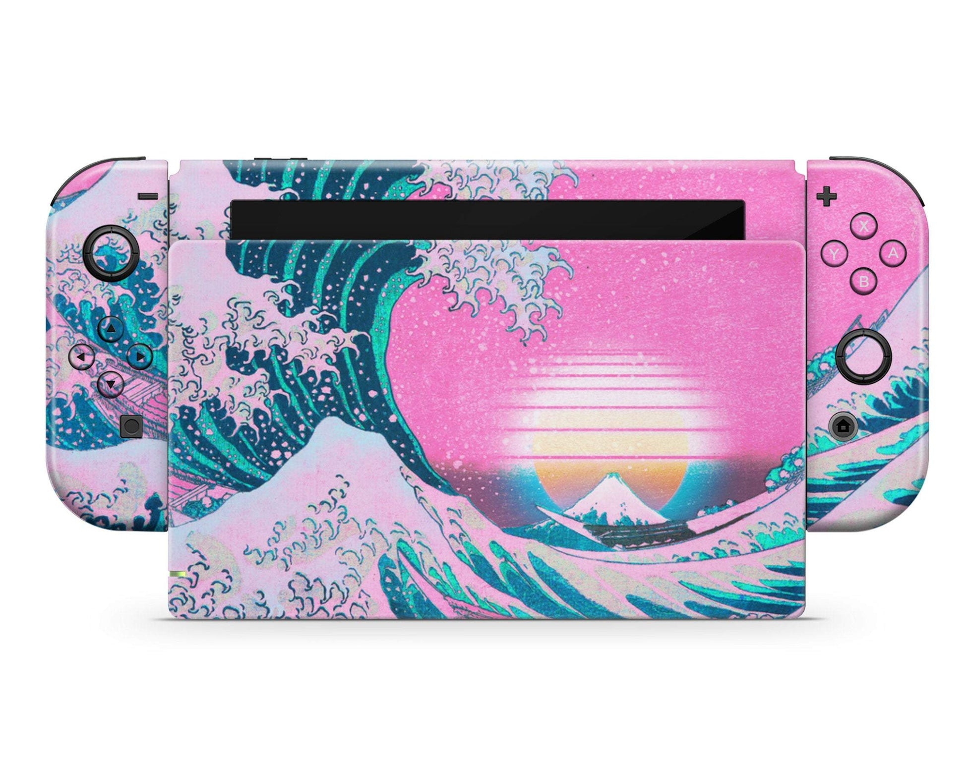 Lux Skins Nintendo Switch Great Wave off Kanagawa Pink Retrowave Classic no logo Skins - Art Artwork Skin