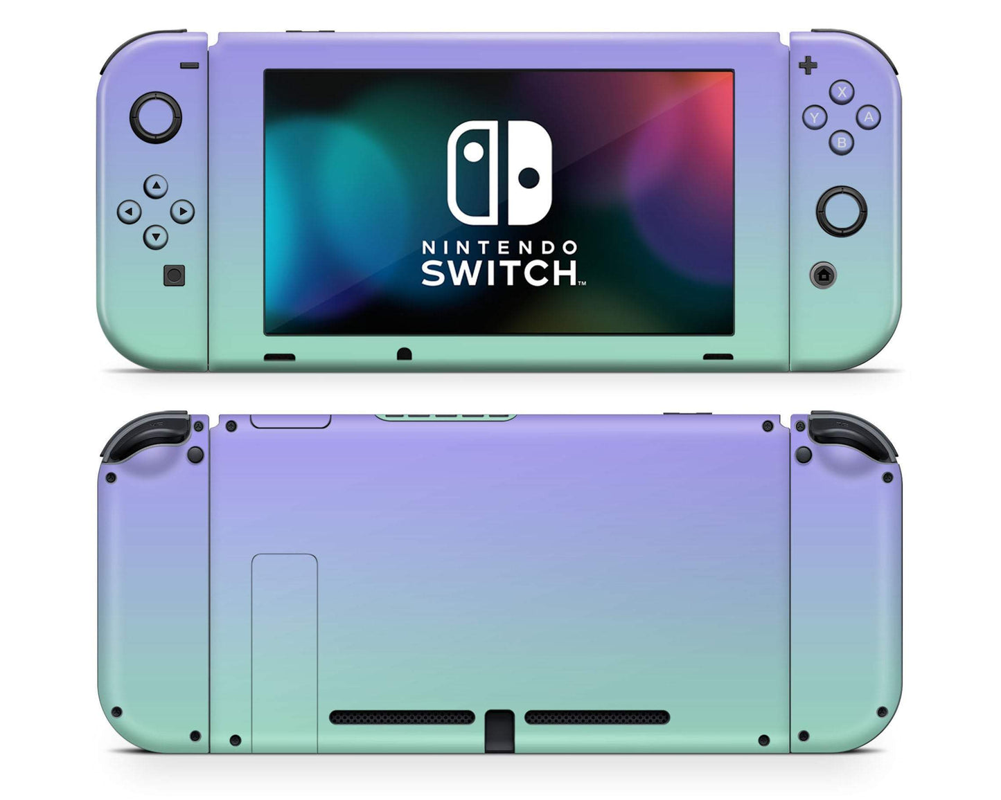 Lux Skins Nintendo Switch Pastel Lavender Teal Gradient Full Set Skins - Solid Colours Gradient Skin