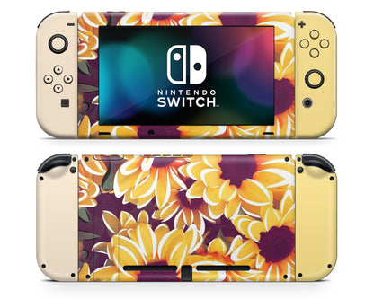 Lux Skins Nintendo Switch Sunflower Daisy Full Set Skins - Art Floral Skin