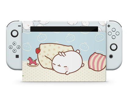 Lux Skins Nintendo Switch Blue Pastel Molang Bunny Rabbit Full Set Skins - Pop culture Molang Skin