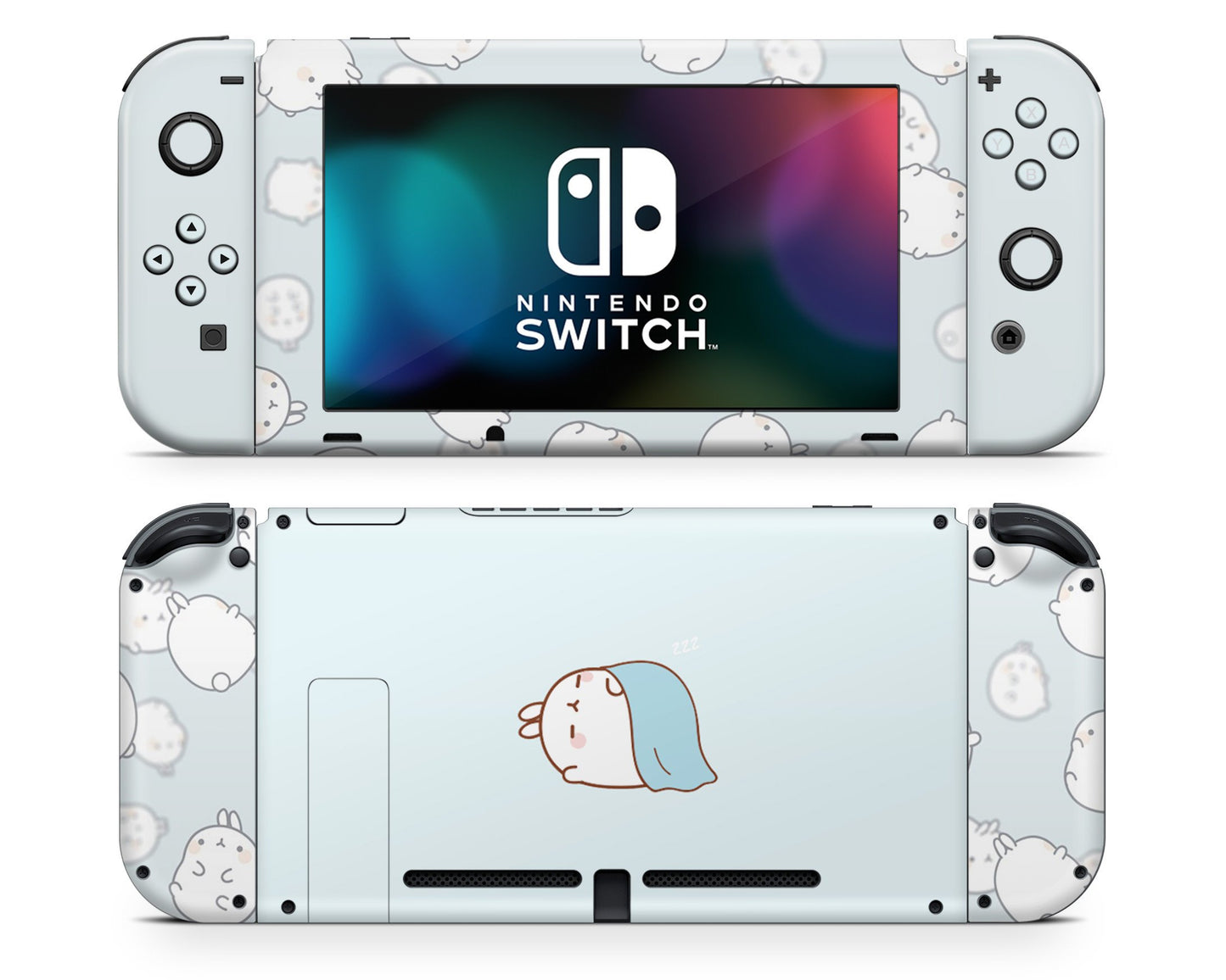 Lux Skins Nintendo Switch Blue Pastel Molang Bunny Rabbit Full Set Skins - Pop culture Molang Skin