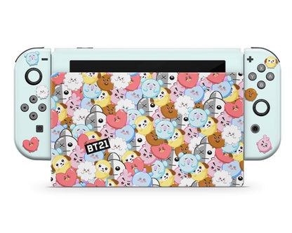 Lux Skins Nintendo Switch BT21 BTS Mint Blue Full Set Skins - Pop culture BTS Skin