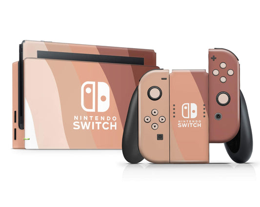 Lux Skins Nintendo Switch Beige Neutral Sand Wave Color Blocking (Nintendo Logo) Classic no logo Skins - Solid Colours Colour Blocking Skin