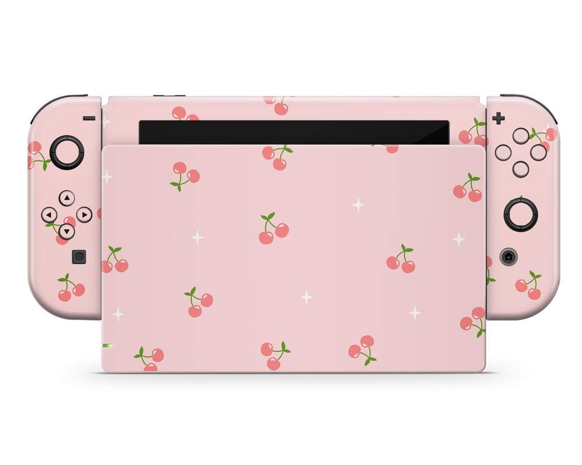 Lux Skins Nintendo Switch Cherry Soft Pastel Pink Classic no logo Skins - Pattern Fruits Skin