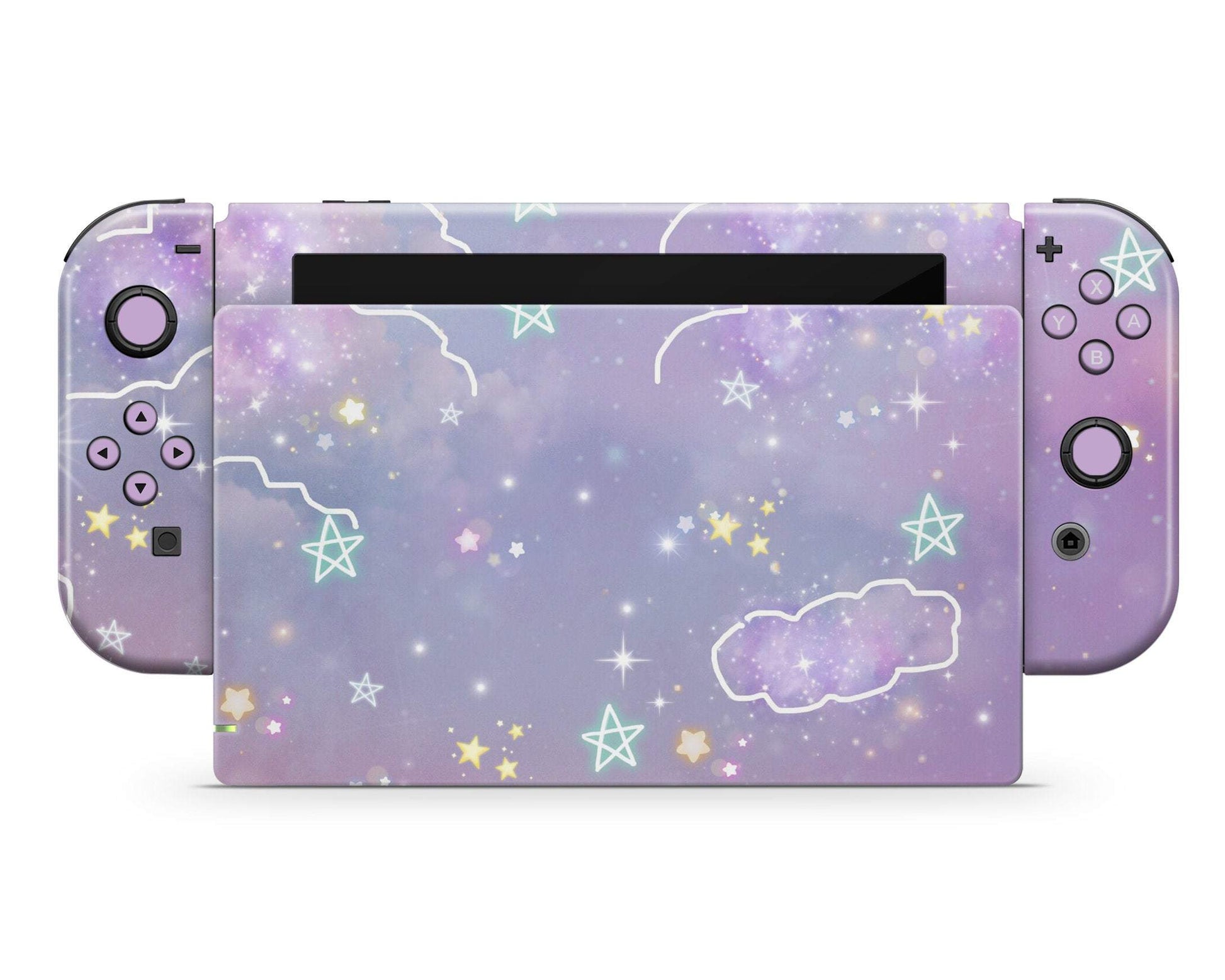 Lux Skins Nintendo Switch Pastel Purple Galaxy Full Set Skins - Pattern Galaxy Skin