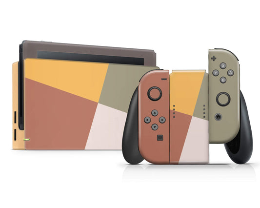 Lux Skins Nintendo Switch Neutral Earth Tone Geometric Color Blocking Classic no logo Skins - Solid Colours Colour Blocking Skin