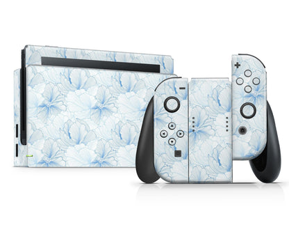 Lux Skins Nintendo Switch Hamptons Blue Floral Full Set Skins - Art Floral Skin