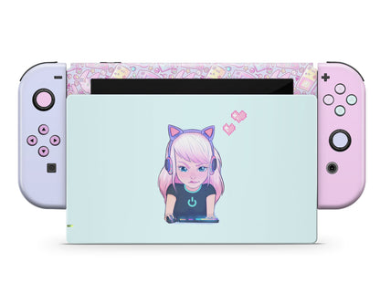 Lux Skins Nintendo Switch Gamer Girl Mint Pastels Full Set Skins - Art Cute Skin