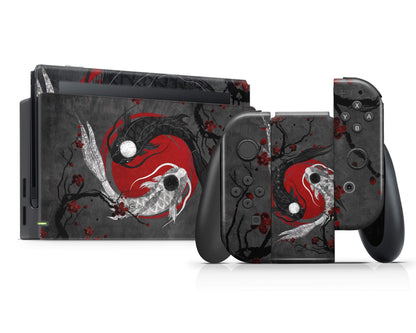 Yin Yang Rose Koi Nintendo Switch Skin