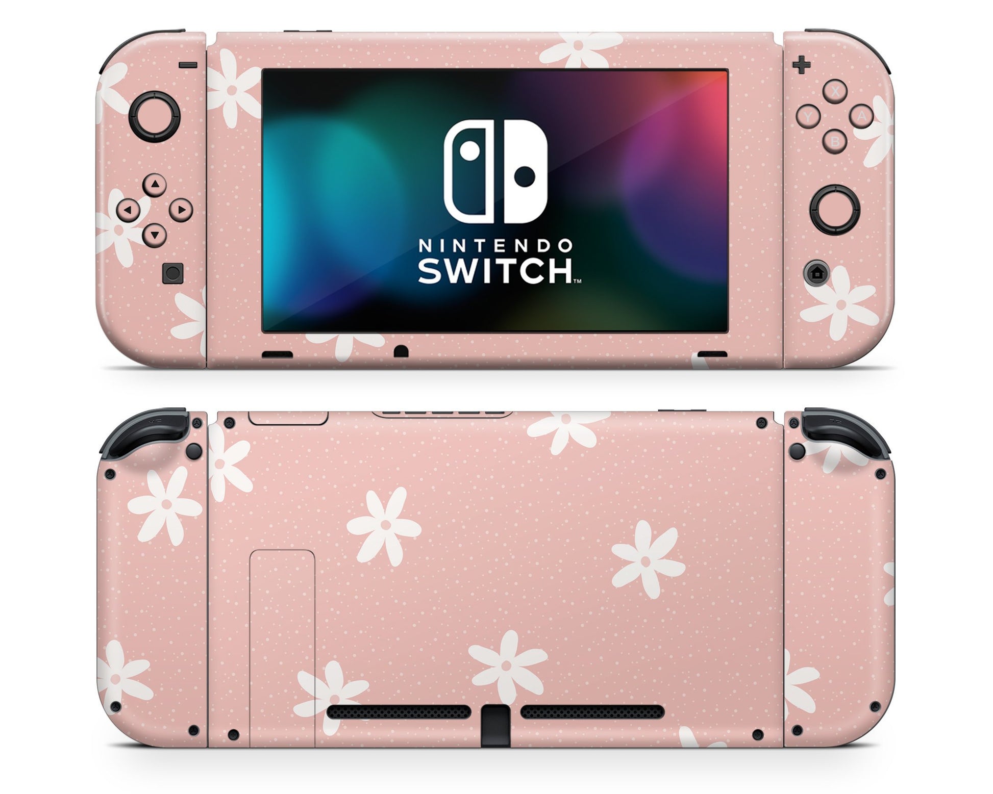 Lux Skins Nintendo Switch Pink Daisy Floral Full Set Skins - Art Floral Skin