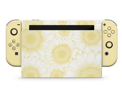 Lux Skins Nintendo Switch Pale Yellow Sunflower Full Set Skins - Art Floral Skin