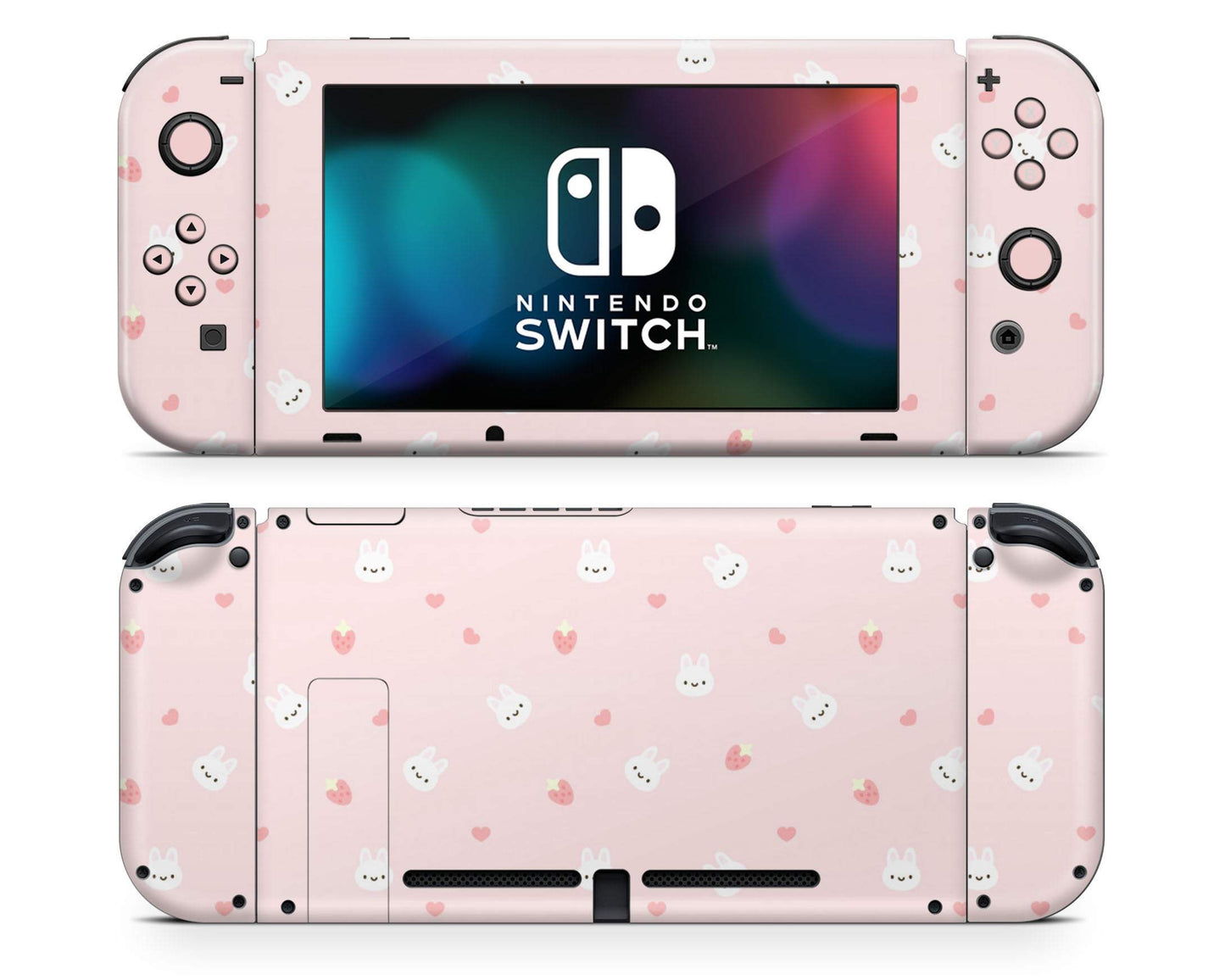 Cute Bunny Rabbit Strawberry Nintendo Switch Skin