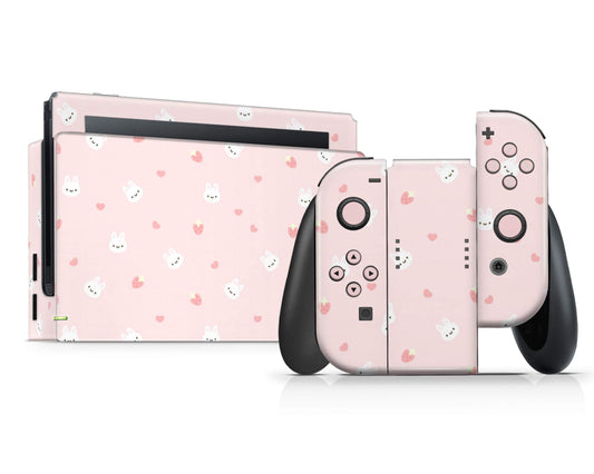 Cute Bunny Rabbit Strawberry Nintendo Switch Skin