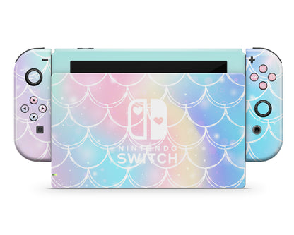 Iridescent Pastel Mermaid Nintendo Switch Skin