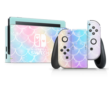 Iridescent Pastel Mermaid Nintendo Switch Skin