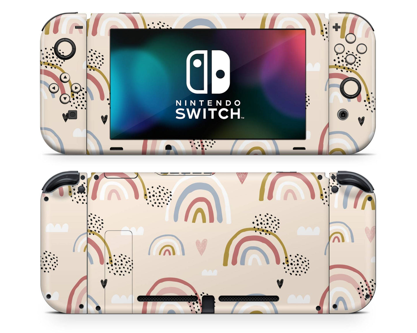 Boho Rainbow Cloud Hearts Nintendo Switch Skin