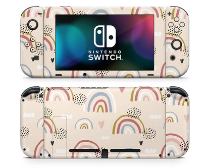 Boho Rainbow Cloud Hearts Nintendo Switch Skin