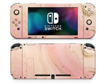 Lux Skins Nintendo Switch Ethereal Peach Pink Marble Full Set Skins - Pattern Marble Skin