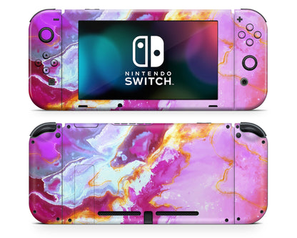 Lux Skins Nintendo Switch Ethereal Pastel Pink Marble Full Set Skins - Pattern Marble Skin