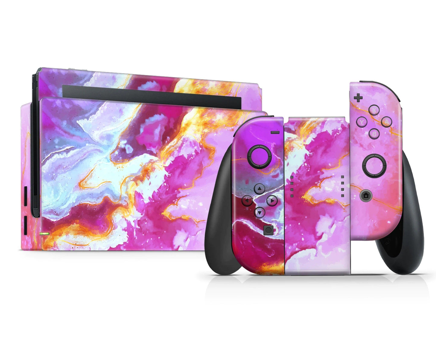 Lux Skins Nintendo Switch Ethereal Pastel Pink Marble Full Set Skins - Pattern Marble Skin