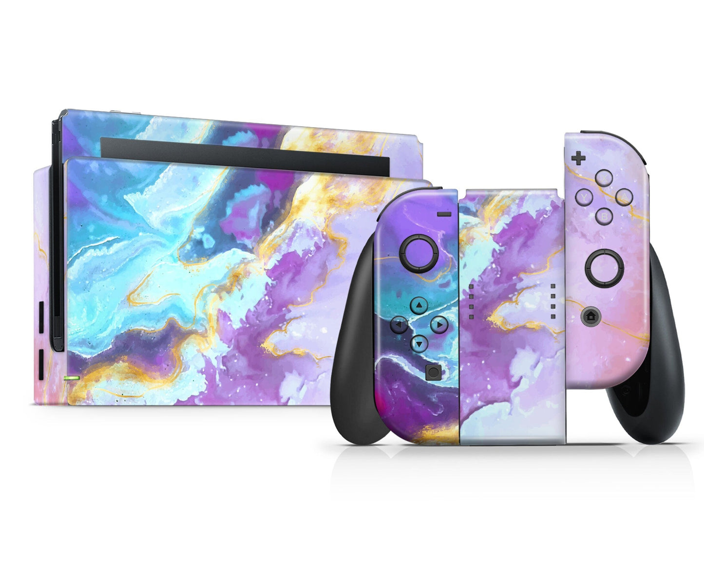 Lux Skins Nintendo Switch Ethereal Pastel Purple Marble Full Set Skins - Pattern Marble Skin