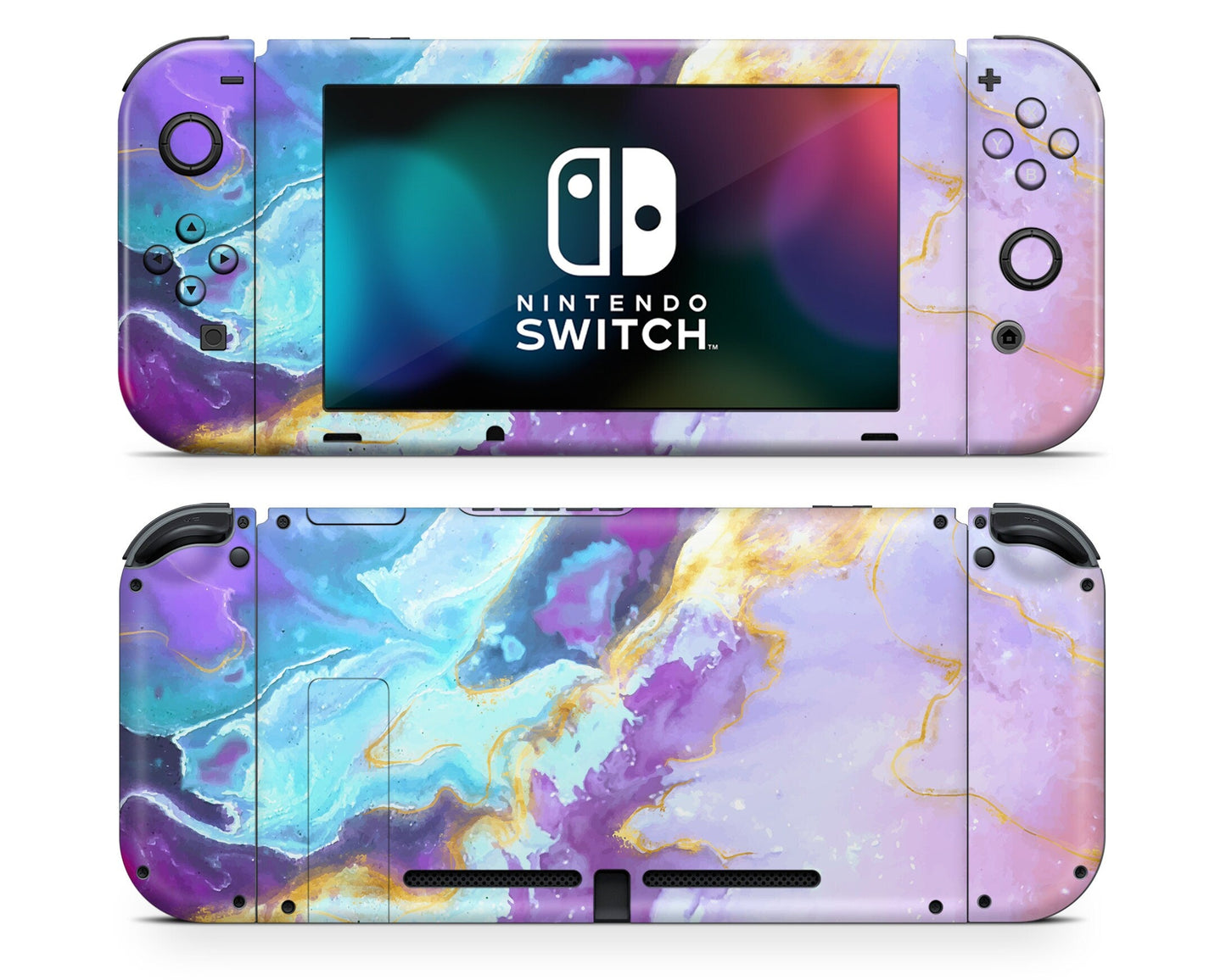 Lux Skins Nintendo Switch Ethereal Pastel Purple Marble Full Set Skins - Pattern Marble Skin