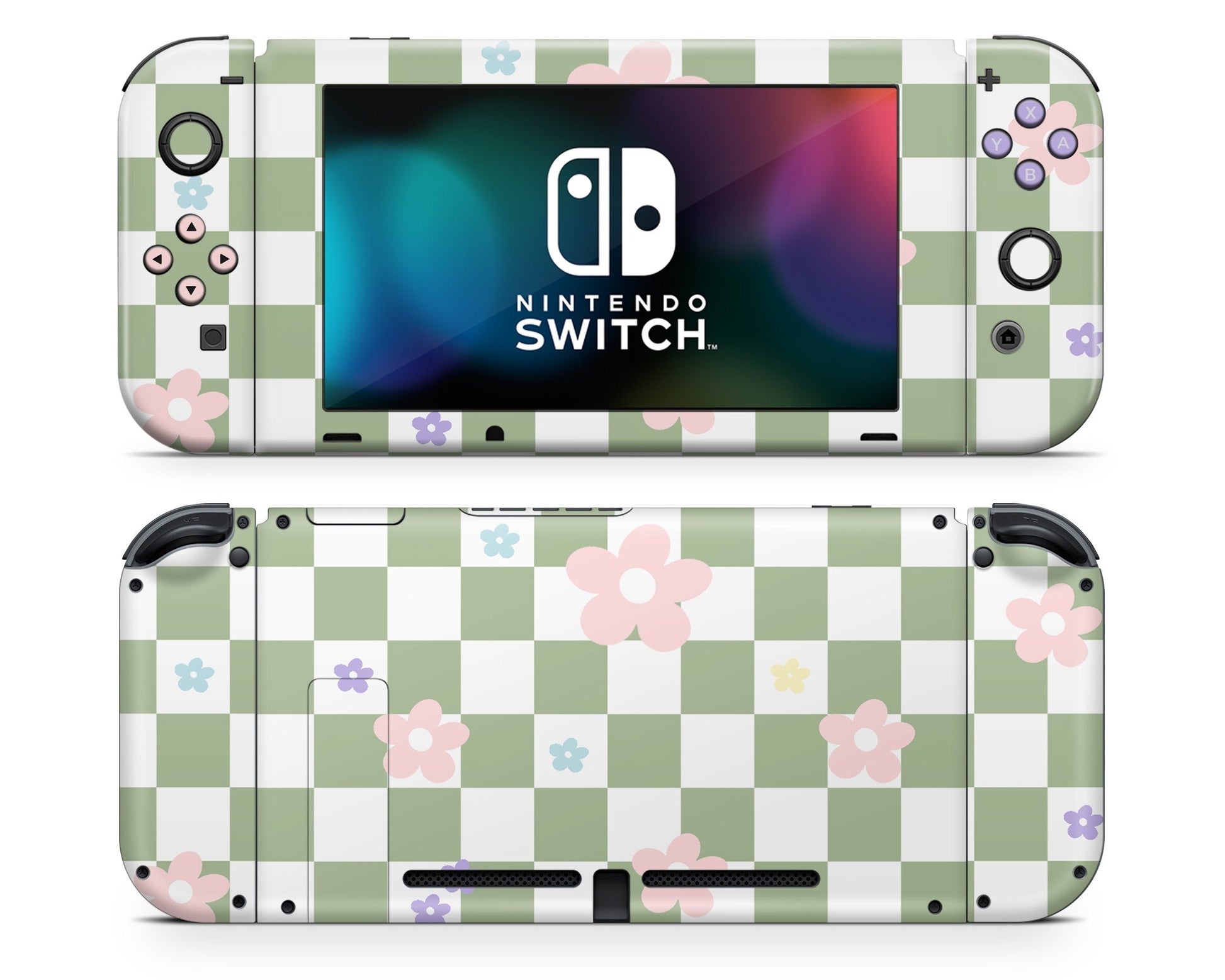 Lux Skins Nintendo Switch Danish Pastel Flower Green Classic no logo Skins - Art Floral Skin