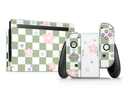 Lux Skins Nintendo Switch Danish Pastel Flower Green Classic no logo Skins - Art Floral Skin