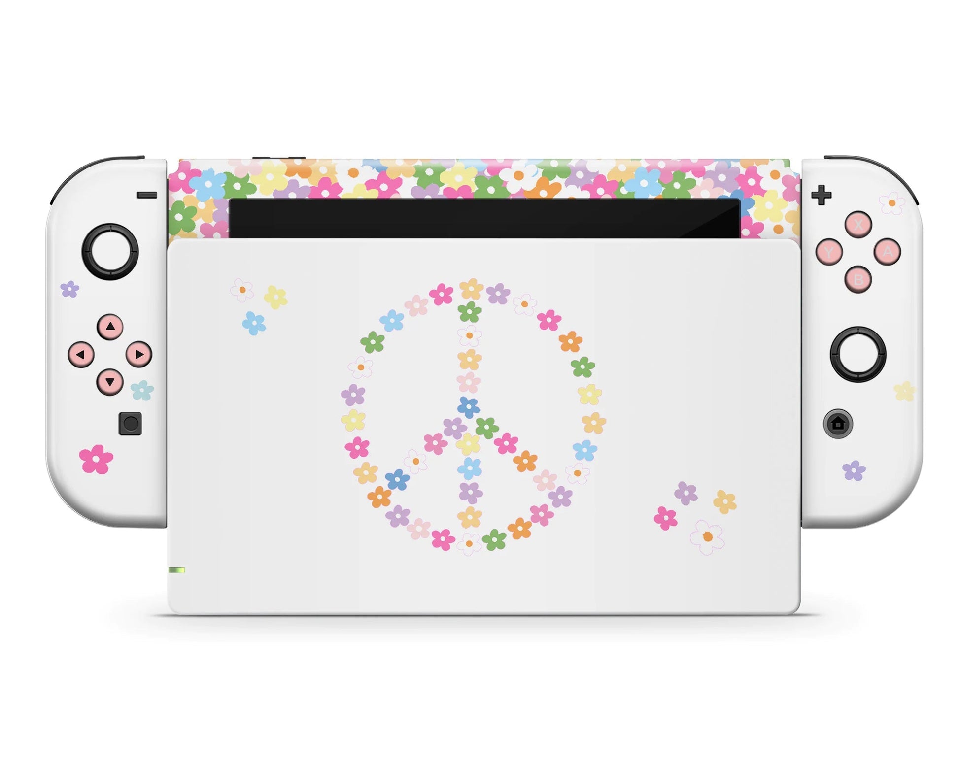 Lux Skins Nintendo Switch Floral Peace Sign Full Set Skins - Art Floral Skin