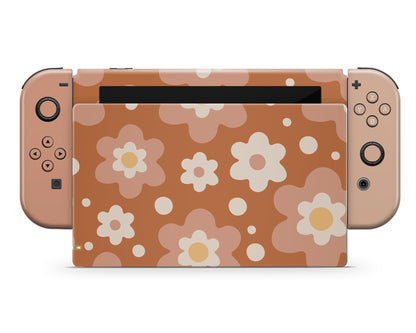 Lux Skins Nintendo Switch Retro 80s Floral Beige Classic no logo Skins - Art Floral Skin