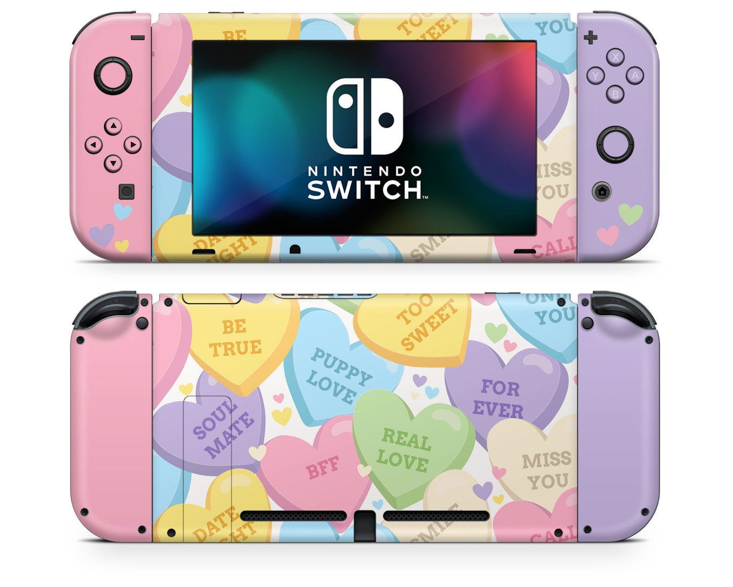 Lux Skins Nintendo Switch Sweetheart Candy Conversation Hearts Full Set +Tempered Glass Skins - Art  Skin