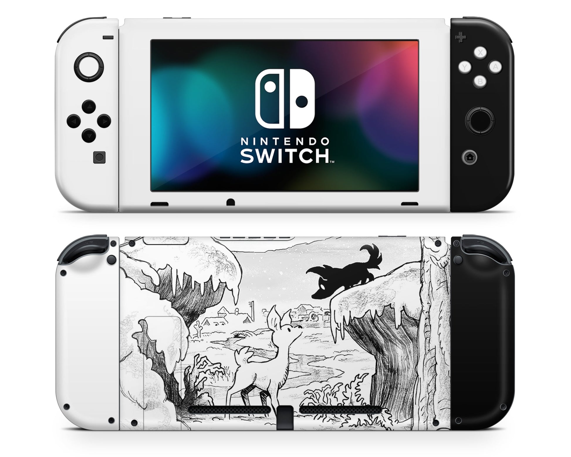 Lux Skins Nintendo Switch Blanc Snowstorm Full Set +Tempered Glass Skins - Pop culture  Skin