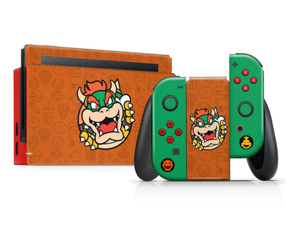 Lux Skins Nintendo Switch Bowser Minimalist Full Set +Tempered Glass Skins - Pop Culture Mario Skin