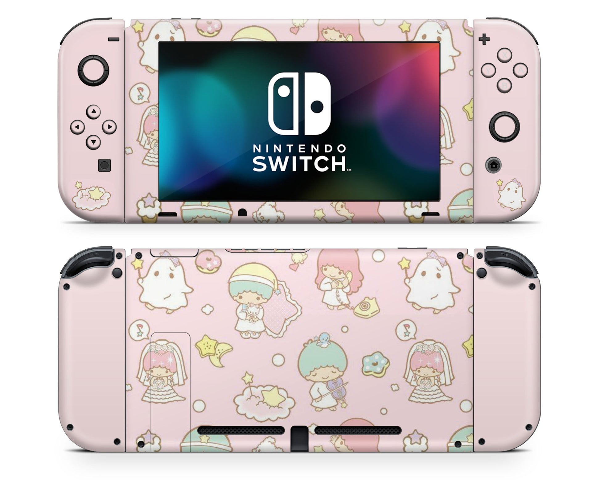 Lux Skins Nintendo Switch Little Twin Stars Pony Full Set +Tempered Glass Skins - Anime Little Twin Stars Skin